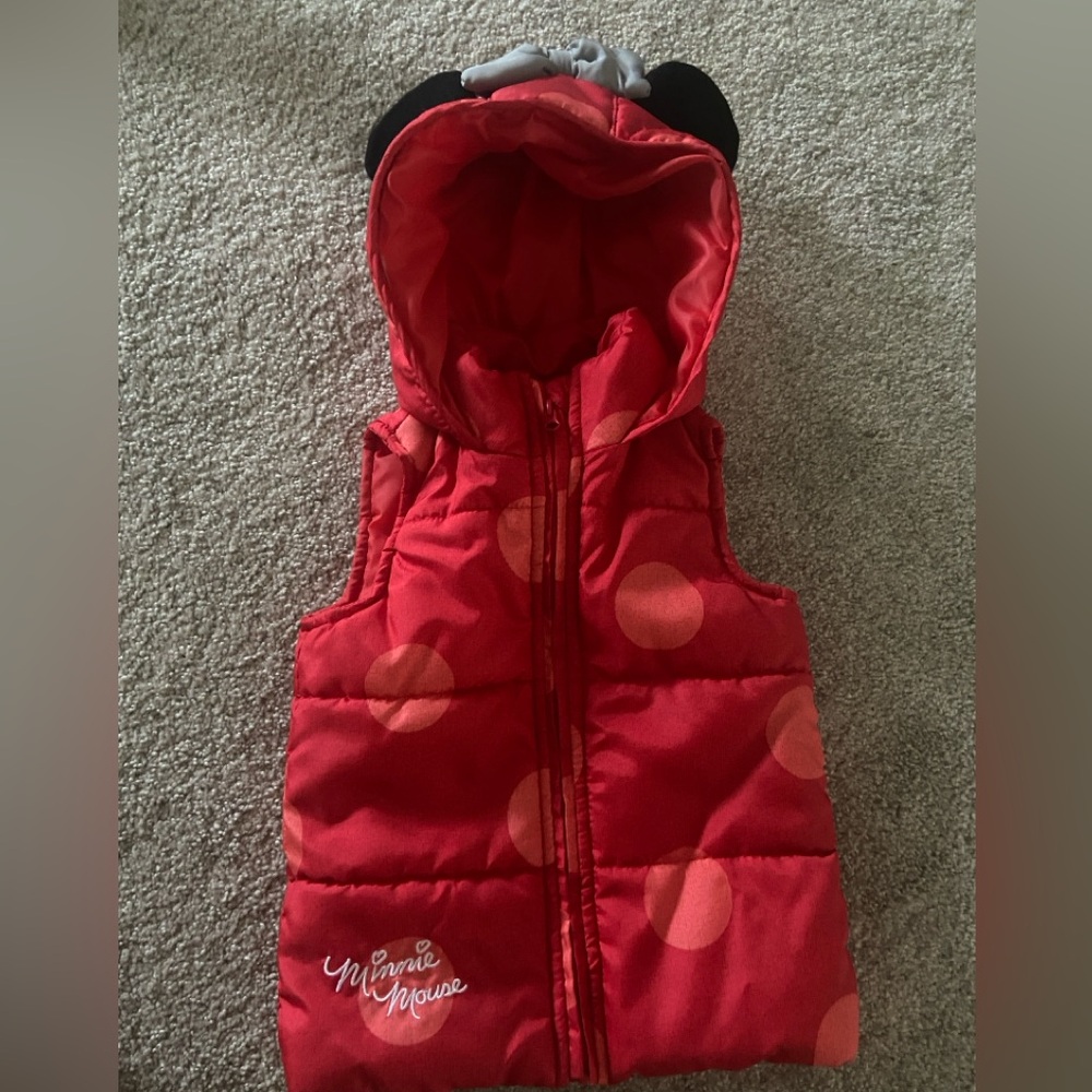 Red Minnie Mouse Hooded Puffer Vest